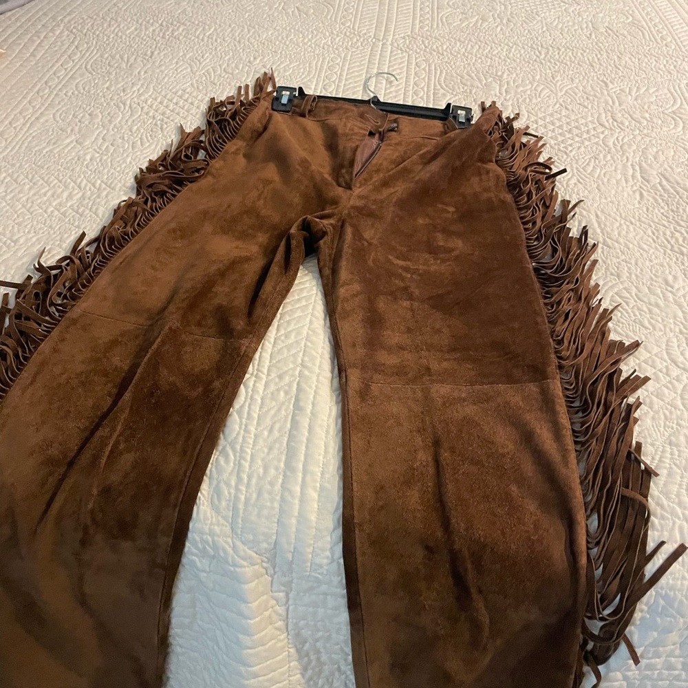 Ralph Lauren Brown Suede Fringe Pants